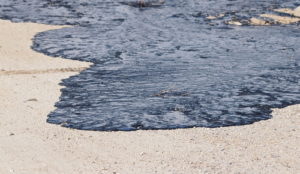 Oil spill on beach